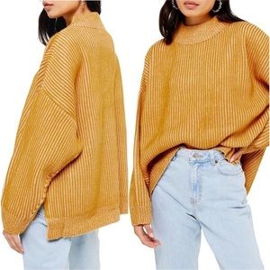 Top Shop womens mock neck slouchy pullover sweater in mustard